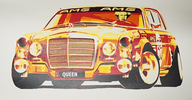 Death NYC, contemporary artists proof screen print with impressed blindstamp, Queen Mercedes AMG, signed and dated 2015 in pencil, 32 x 45cm, unframed. Condition - good